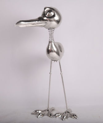 OEM Metal Bird Animal Garden Ornament Silver Indoor Decoration