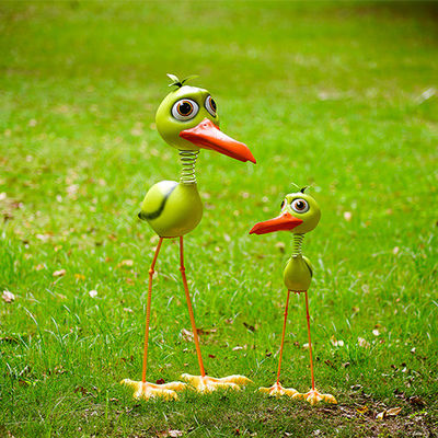 ODM Iron Metal Garden Ornaments Handmade Metal Big Green Bird