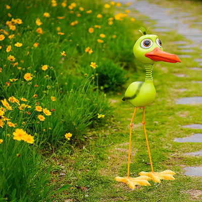 ODM Iron Metal Garden Ornaments Handmade Metal Big Green Bird