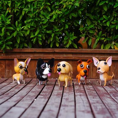 Puppy Metal Garden Ornaments Lifelike Sturdy Metal Dog Yard Art