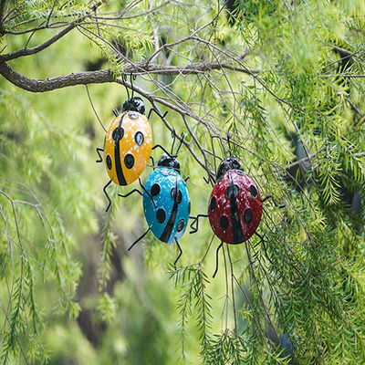 Unique Metal Yard Ornaments Medium Metal Garden Ladybugs Tree Decor