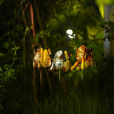 Small Metal Solar Garden Animals Plug In Solar Powered Outdoor Lights Multiple
