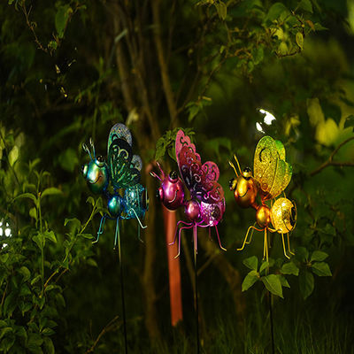IP44 Metal Butterfly Solar Garden Ornaments Plug In LED Lamp