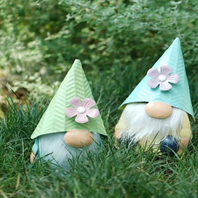 Small Gnome Metal Garden Ornaments Creative White Bearded Gnome Decor