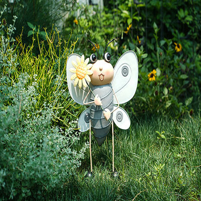 Vivid Small Metal Bee For Garden Outdoor Waterproof Standing Bee