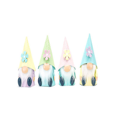Metal Garden Gnome Ornaments Outdoor Decor Small Flower Gnome