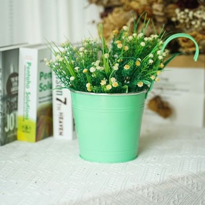 Metal Garden Ornaments 4 Pack Round Metal Planter Pot With Handles