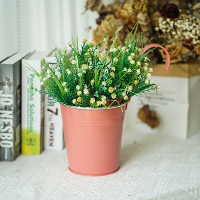 Metal Garden Ornaments 4 Pack Round Metal Planter Pot With Handles