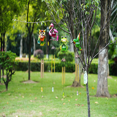 LED Solar Powered Wind Chime Multicolor Metal Solar Yard Ornaments