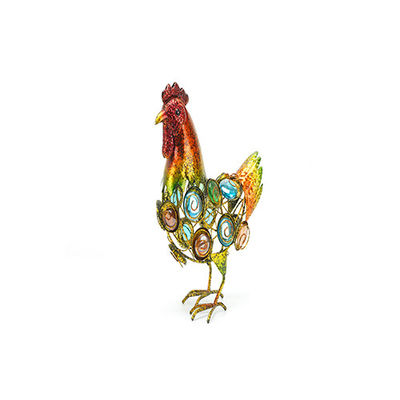 Metal Garden Handicrafts Coloured Glaze Stone Cock Decor Yard Art Ornaments