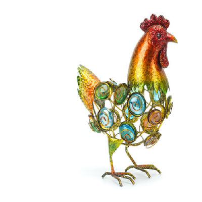 Metal Garden Handicrafts Coloured Glaze Stone Cock Decor Yard Art Ornaments