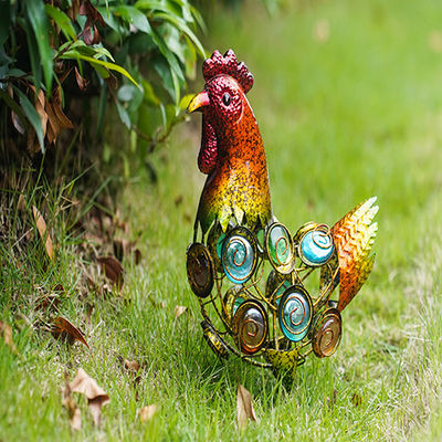 Metal Garden Handicrafts Coloured Glaze Stone Cock Decor Yard Art Ornaments