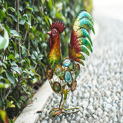 Metal Garden Cock Roosters Ornaments Crafts Decor For Courtyard Outdoor Statue