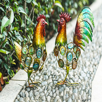Metal Garden Cock Roosters Ornaments Crafts Decor For Courtyard Outdoor Statue