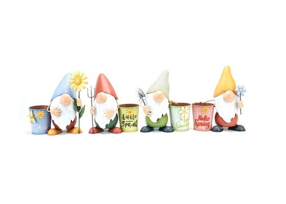 Gnome Planter Metal Yard Ornaments For Garden Outdoor Multiple Design