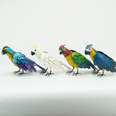 Multicolor Metal Bird Yard Ornaments Weatherproof Small Metal Animal Sculptures