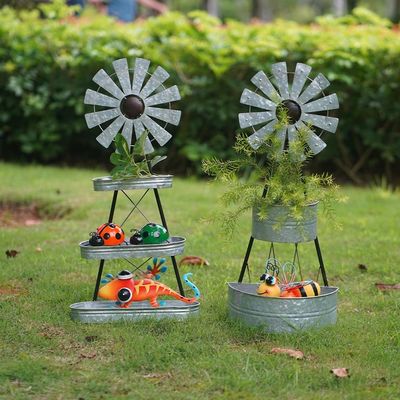 Metal Garden Ornaments DIY Minimalist Windmill Metal Shelf Decor