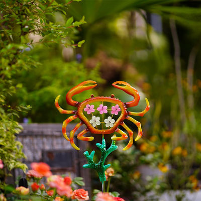 Crab / Coral Metal Garden Ornaments Colorful Metal Flower Decor