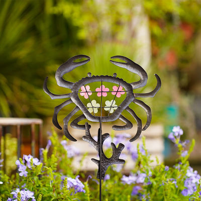 Crab / Coral Metal Garden Ornaments Colorful Metal Flower Decor