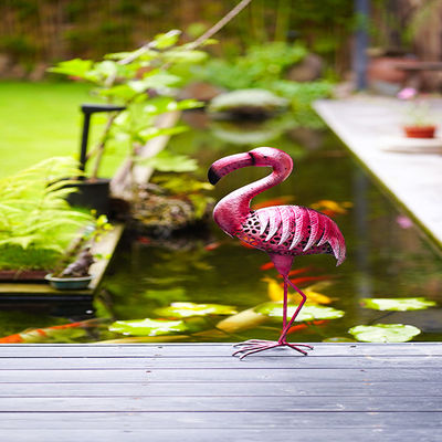 Classical Metal Bird Lawn Ornaments Standing Flamingo Metal Garden Ornament