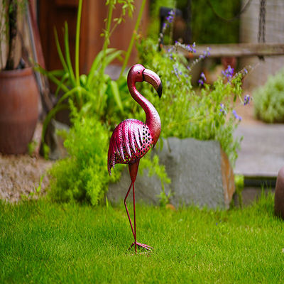 Classical Metal Bird Lawn Ornaments Standing Flamingo Metal Garden Ornament