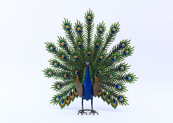 Gorgeous Metal Yard Ornaments Eye Catching Metal Peacock Statue Colorful