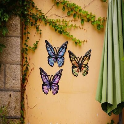 3D Metal Hanging Butterfly Wall Decor Gorgeous Multicolor For Home Yard