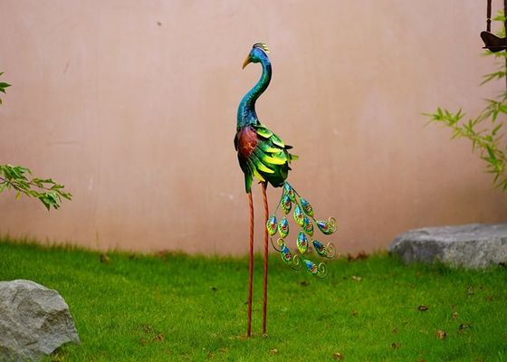 Sturdy Yard Metal Peacock Decor Garden Statue For Outdoor Bird Lawn