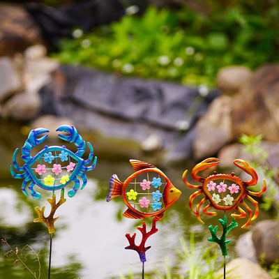 Durable Metal Yard Ornaments Art Small Handmade Hollow Out Fish