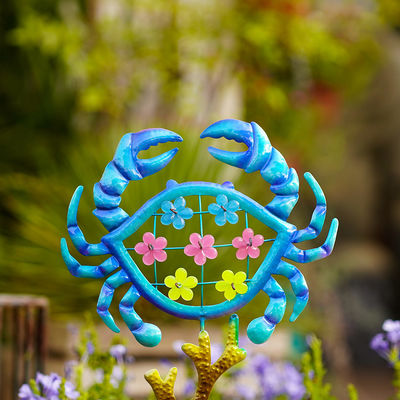 Animal Crab Metal Yard Ornaments For Home Decoration Easy Installation