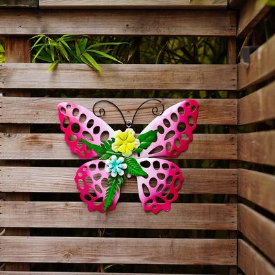 OEM / ODM Outdoor Metal Butterfly Garden Wall Art Rustproof Customized