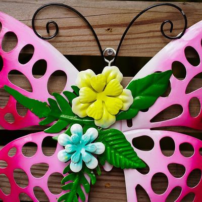 OEM / ODM Outdoor Metal Butterfly Garden Wall Art Rustproof Customized