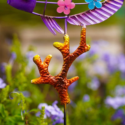 OEM Metal Yard Ornaments Multicolor Animal Garden Figurines Hollow Out Fish