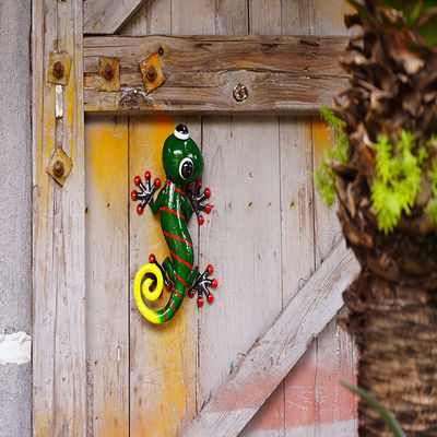 Colorful Outdoor Metal Lizard Wall Art Handicraft Metal Gecko Wall Art