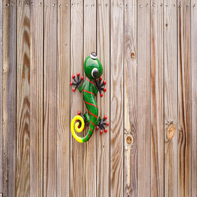 Colorful Outdoor Metal Lizard Wall Art Handicraft Metal Gecko Wall Art