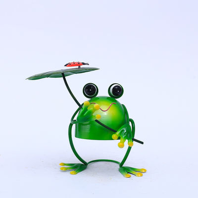 Artistic Animal Garden Ornament Multicolor Metal Frog Garden Figurines