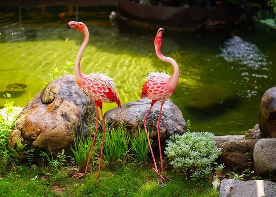 Creative Metal Pink Flamingo Garden Ornament Outdoor Flamingo Yard Art Metal