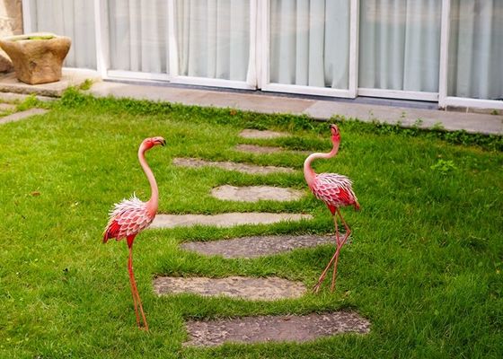 Creative Metal Pink Flamingo Garden Ornament Outdoor Flamingo Yard Art Metal