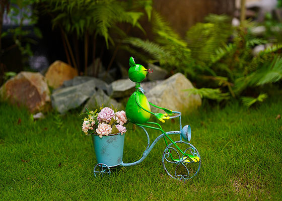 Metal Frog Bicycle Flowerpot Interior Decoration Outdoor Garden Flowerpot