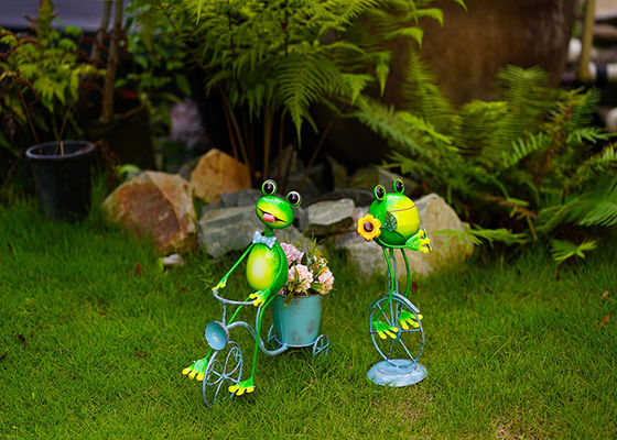 Metal Frog Bicycle Flowerpot Interior Decoration Outdoor Garden Flowerpot