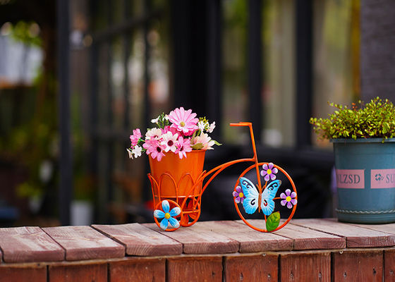 Various Color Design Metal Bicycle Shape Garden Pot Home Decoration