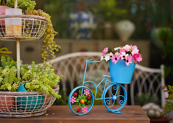 Customized Metal Bicycle Shape Garden Pot Home Decoration Multiple