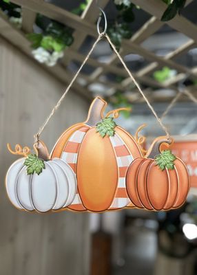 Yellow Harvest Festival Decorations Hanging Outdoor Metal Pumpkins Ornaments