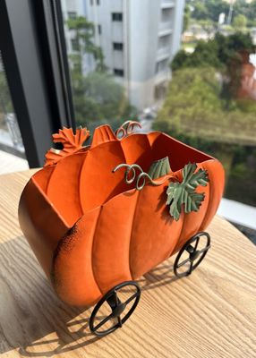 Reusable Harvest Festival Decorations Waterproof Metal Pumpkin Carriage