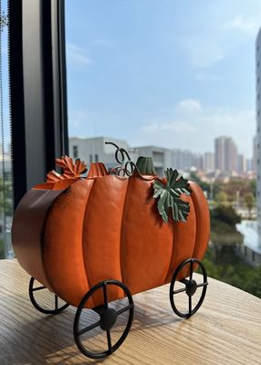 Reusable Harvest Festival Decorations Waterproof Metal Pumpkin Carriage