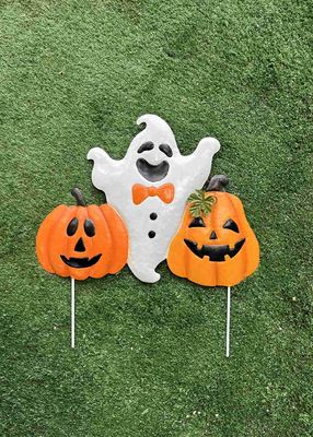 Homemade Metal Halloween Ornaments Decor Pumpkins And Ghosts