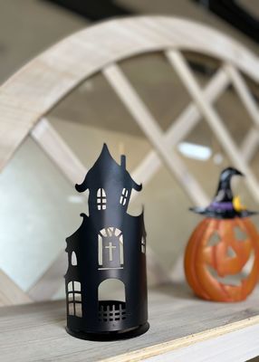 Small Metal Halloween Pumpkin Ornaments Candlestick Metal House Ornaments