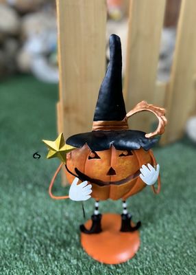 Small Halloween Ornaments Lightweight Metal Jack-O-Lantern Outdoor