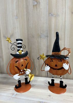 Small Halloween Ornaments Lightweight Metal Jack-O-Lantern Outdoor