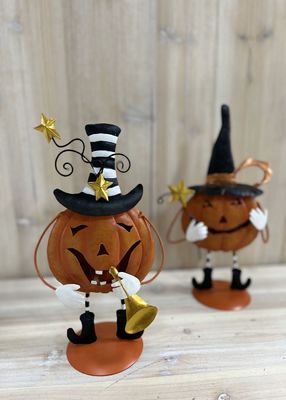 Small Halloween Ornaments Lightweight Metal Jack-O-Lantern Outdoor